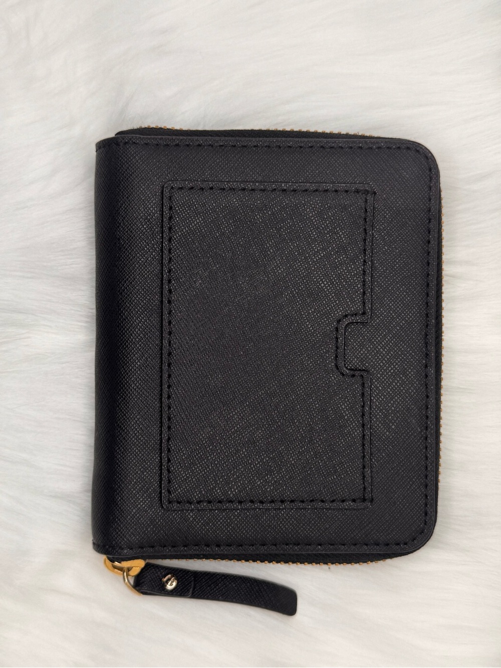 Kate Spade Black Zip-Around Wallet with Gold Plaque - Picture 2 of 5